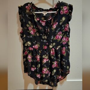 Como Vintage Floral Sheer Sleeveless Blouse